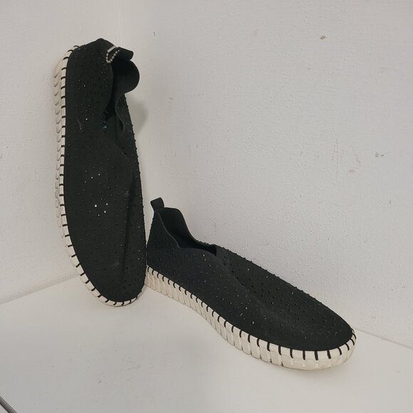 NWOT Skechers Bling Bling Black beaded Slip on runners - Picture 1 of 8